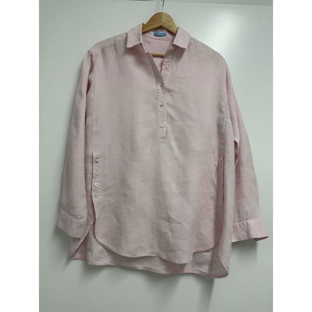 J. McLaughlin Linen Tunic Top Women’s Size XS Pink Lightweight Pullover Buttons